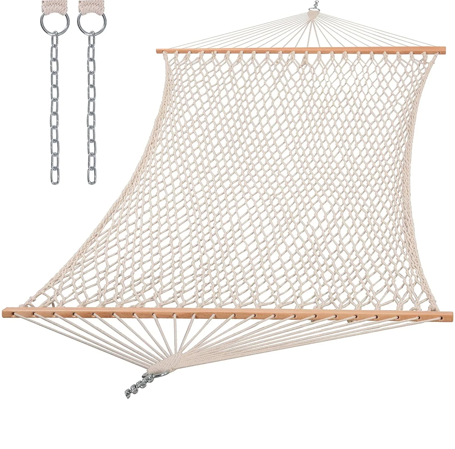 Hanging Mesh Hammock  Cotton Net  with Wooden Bar