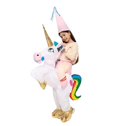 Hot Selling Children Cosplay Inflatable Costume Blow Up Inflatable Kids Rainbow Unicorn Costume