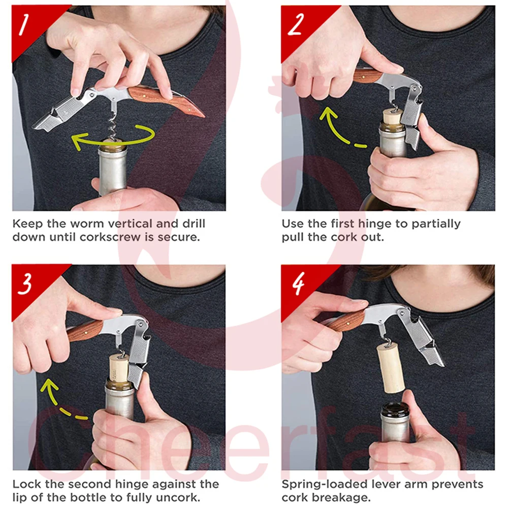 Halloween Day gift all in one wood mahogany wine corkscrew opener professional waiters wine