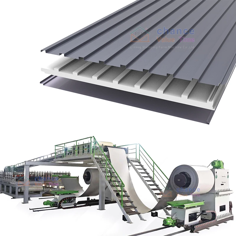 Auto Metal Roof And Wall Sandwich Panel Production Line Roll Forming Machine Rock Wool And Foam Sandwich Sheet Making Machinery