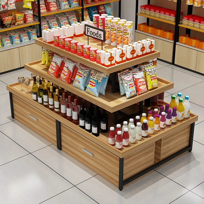 Wooden supermarket multifunctional storage rack, fruit display rack,Customized furniture manufacturer,OEM/ODM