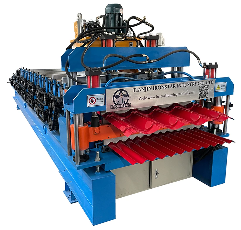 glazed tile zinc roofing sheet making machine double layer roll forming machine