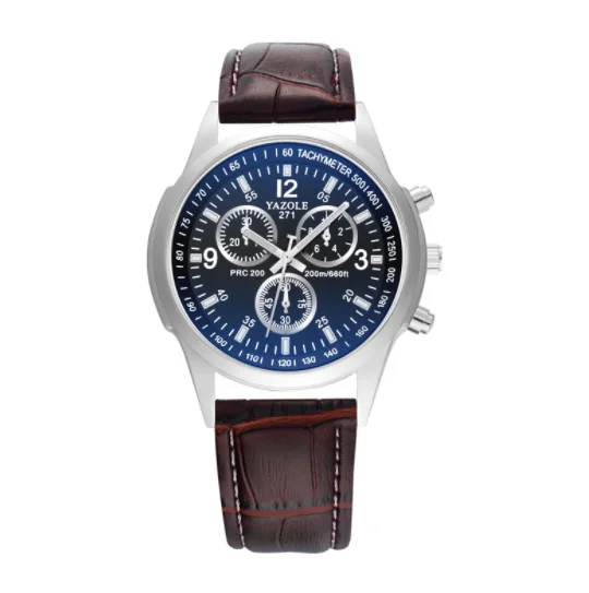 Yazole  271 China Factory Wholesale Wrist Watch Men  OEM Logo Custom Watch Men leather Watch