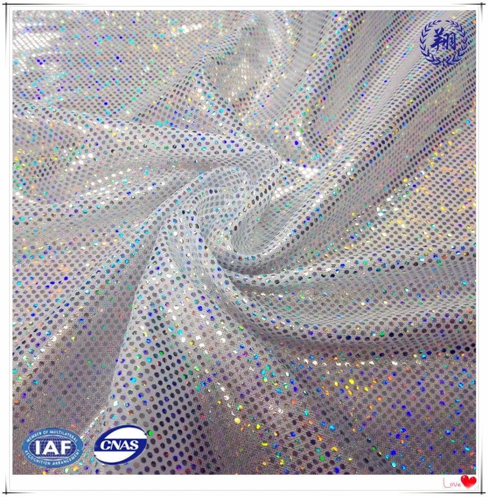 Colorful Polyester Spandex Shiny Foil Print Fabric For Dancewear