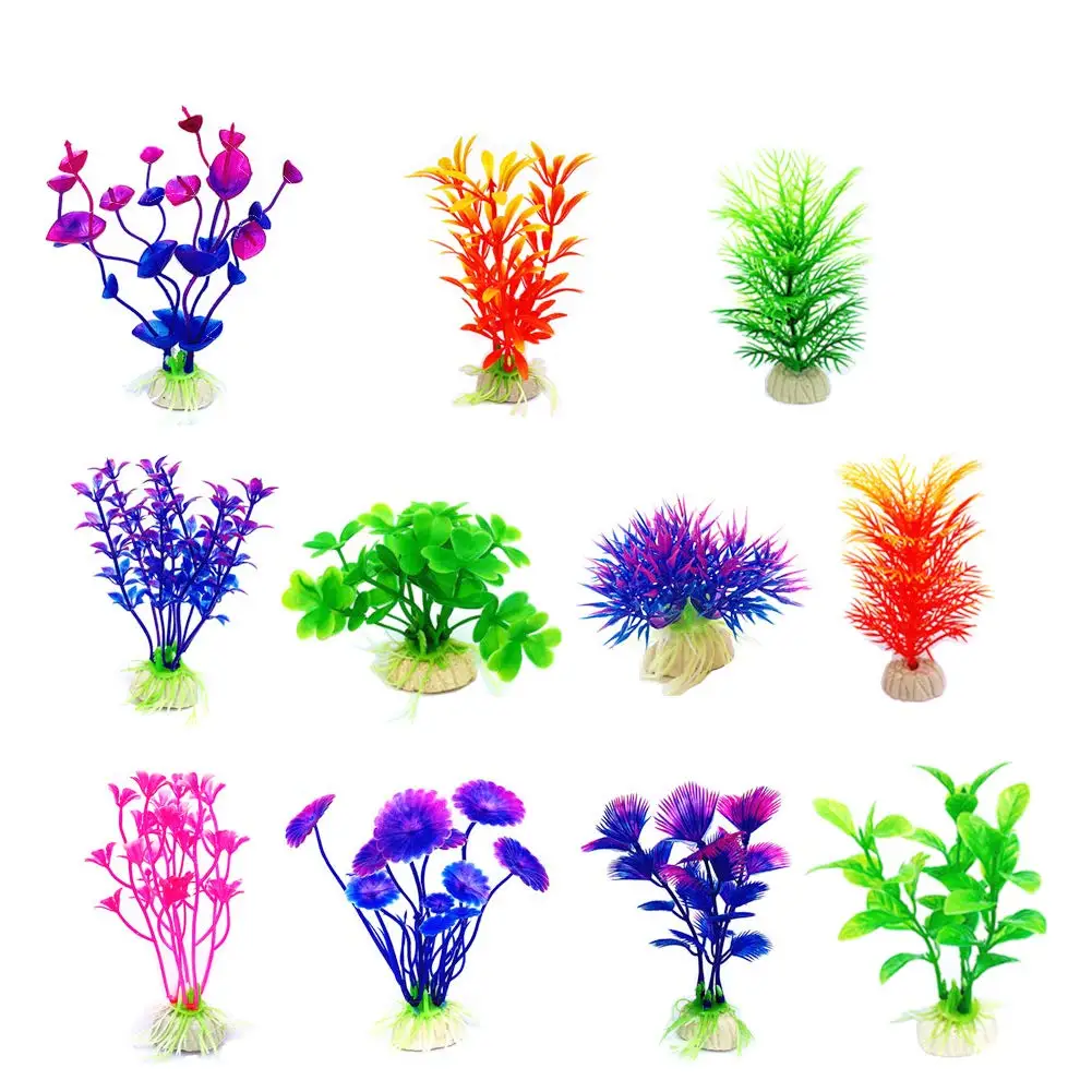 Artificial Fish Tank Decoration Artificial Aquatic Small Simulation Hydroponic Plastic  Aquarium Plants for Household and Office