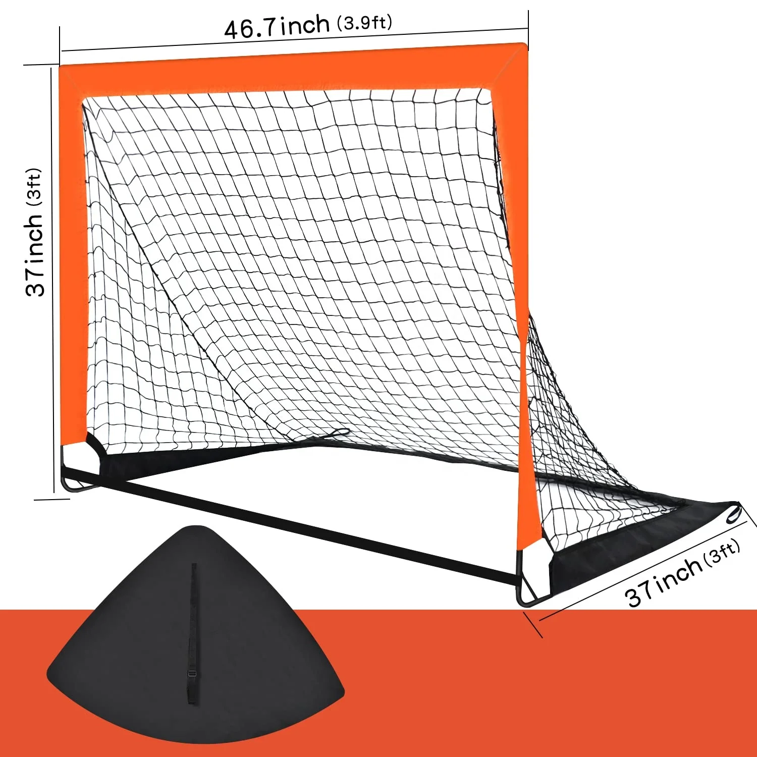 Factory Price 4 x 3ft Size Portable Kid Soccer Goals for Backyard, Indoor and Outdoor Pop Up Soccer Goals, Orange