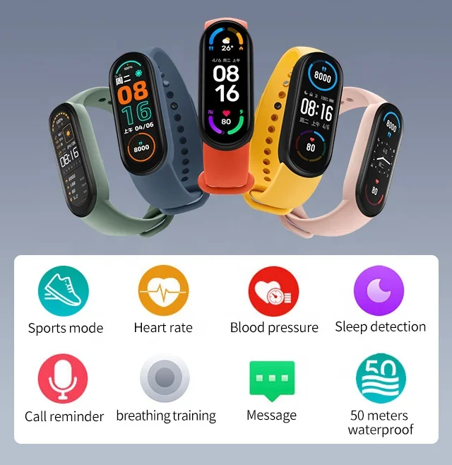  Смарт-часы mi band 6 спортивные с пульсометром глобальная
