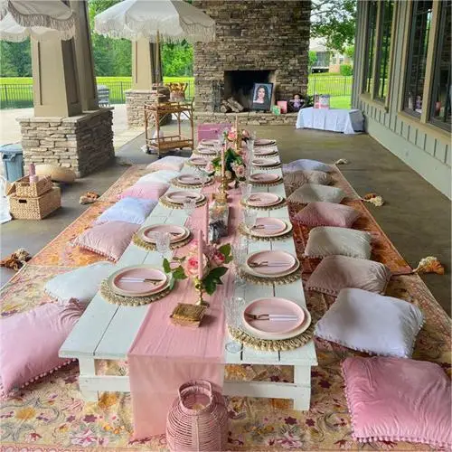 Dining Solid Party Wooden Birthday Modern Camping Slab LUXURY Event Garden Wedding Picnic Table