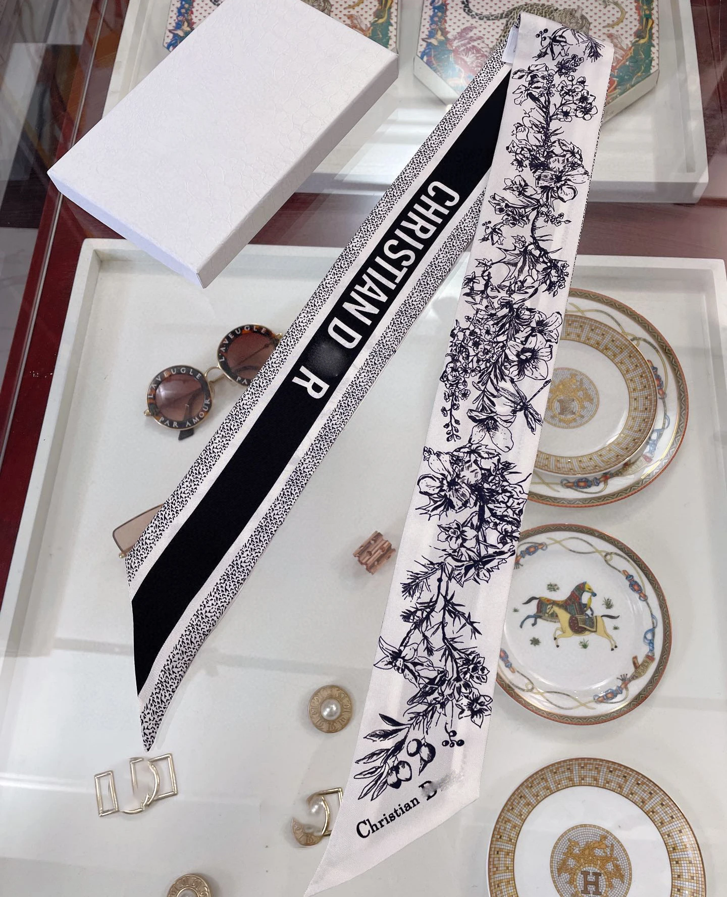 New Arrival Designer Printed Head Band Silk Scarf Cravat Girl Hair Accessories Hair Ribbon