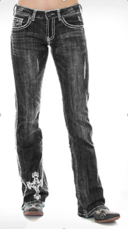 
Wholesale 2020 New Style Embroidery Straight Fashionable stacked Jeans Pants For Women 