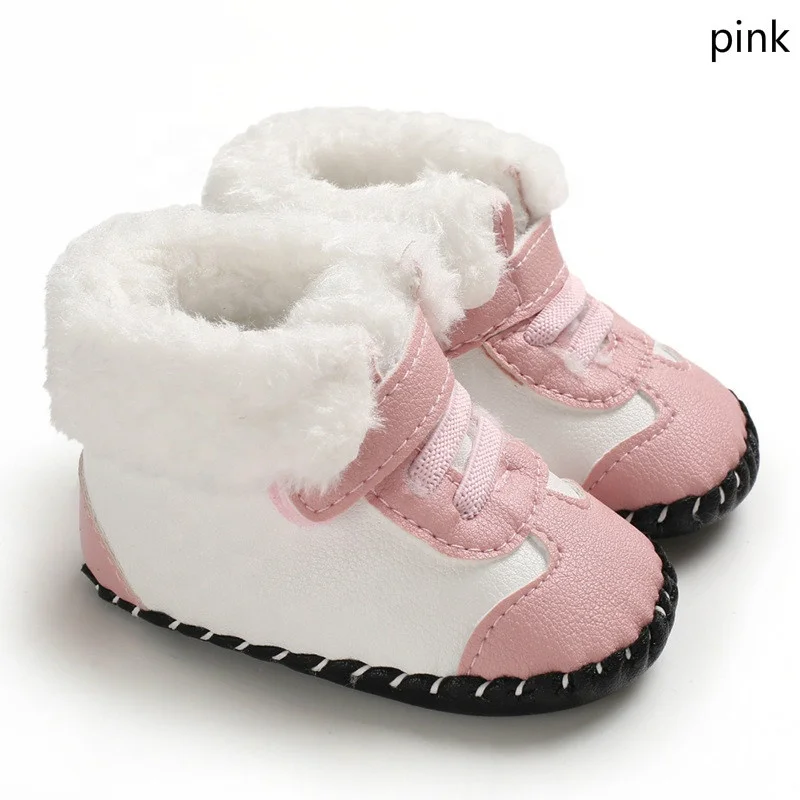 
Winter Plush High Top PU Leather Waterproof Warm Shoes Princess Shoes Baby Snow Boots 