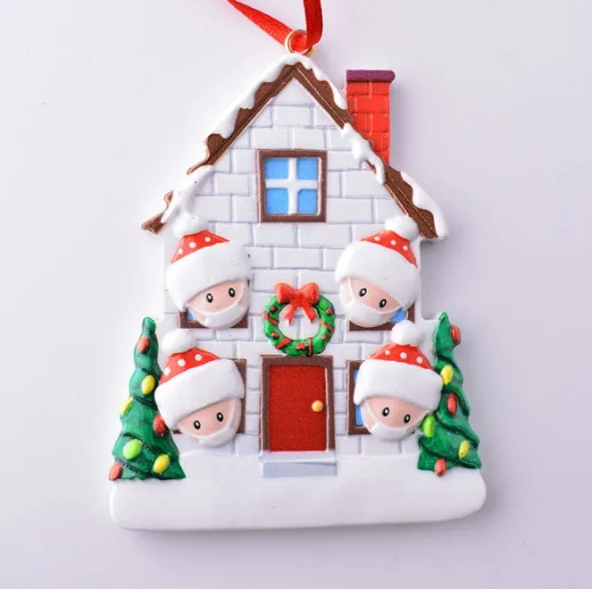 2020 Resin Family DIY Handwritten Name CreativeSnowman Christmas Tree Hanging Pendant