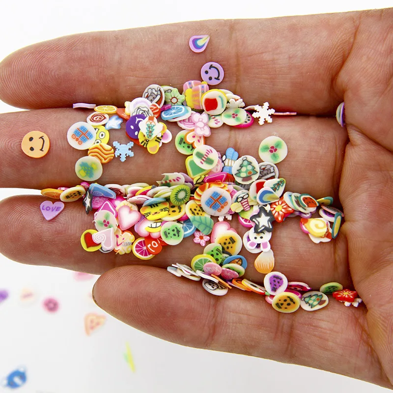 1 Kilogram Per Bag Popular Miniature Polymer Clay Multiple Fruits Slices Sprinkles for Slime Filling and Kids Craft