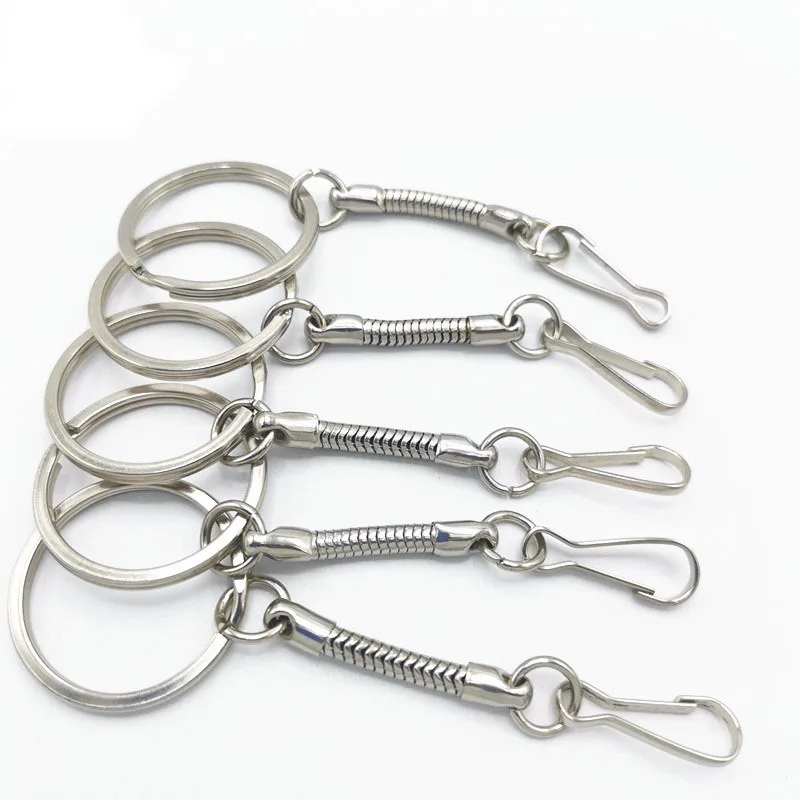 Wholesale High Quality U disk Keychain Accessories Hardware spring Metal key chains DIY clasp Snap Hook Key chain Ring