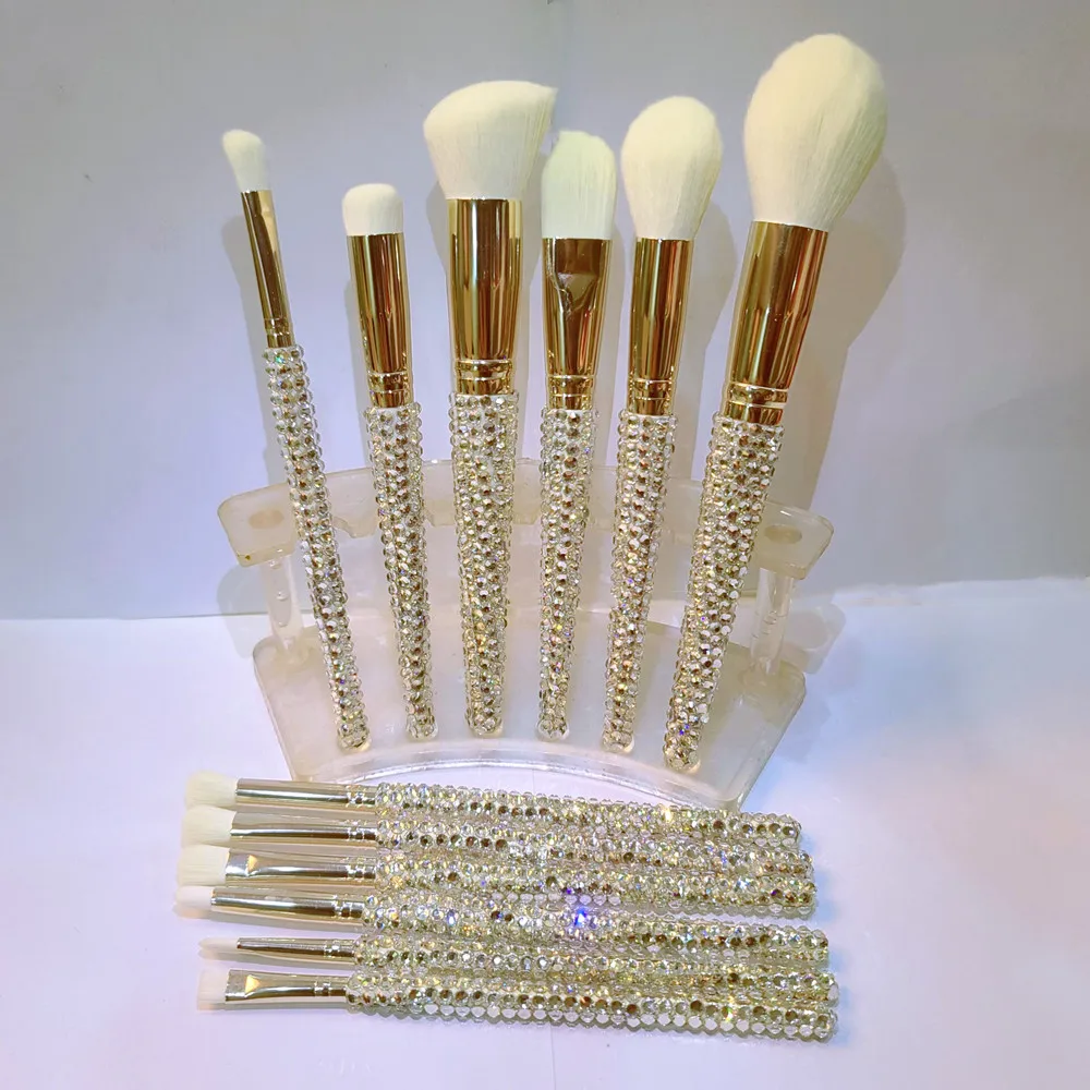 12Pcs  Makeup Brushes Private label Powder Foundation Eye Shadow Eyebrow Crystal Pr  bling bling crystal makeup brush set