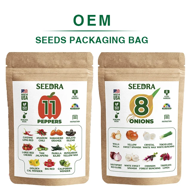 Low MOQ Food Grade Reusable Bags Stand Up Zip lock Kraft Paper Pouch For Coffee Tea Powder Seeds Ect Packaging