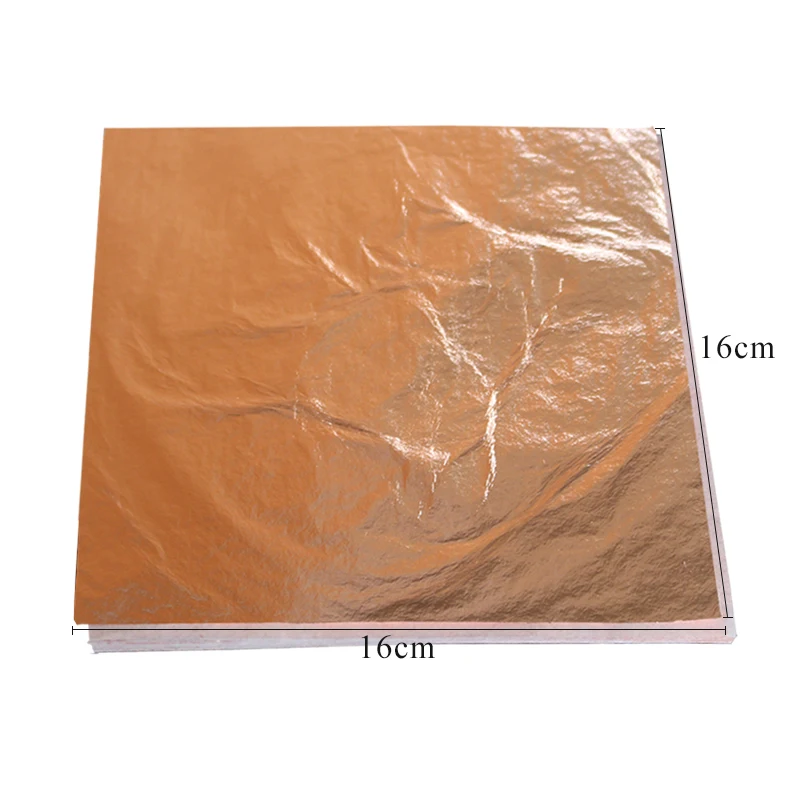 Factory Price #0 16*16cm 100% Pure Copper Foil for Gilding Crafts Home Furniture Decoration Rose Gold Color Foil Sheet