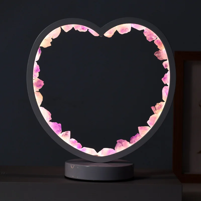 Wholesale Natural Amethyst Round Crystal Lamp Healing Stone Crystal Night Light Crystal Crafts Colors Can Be Customized