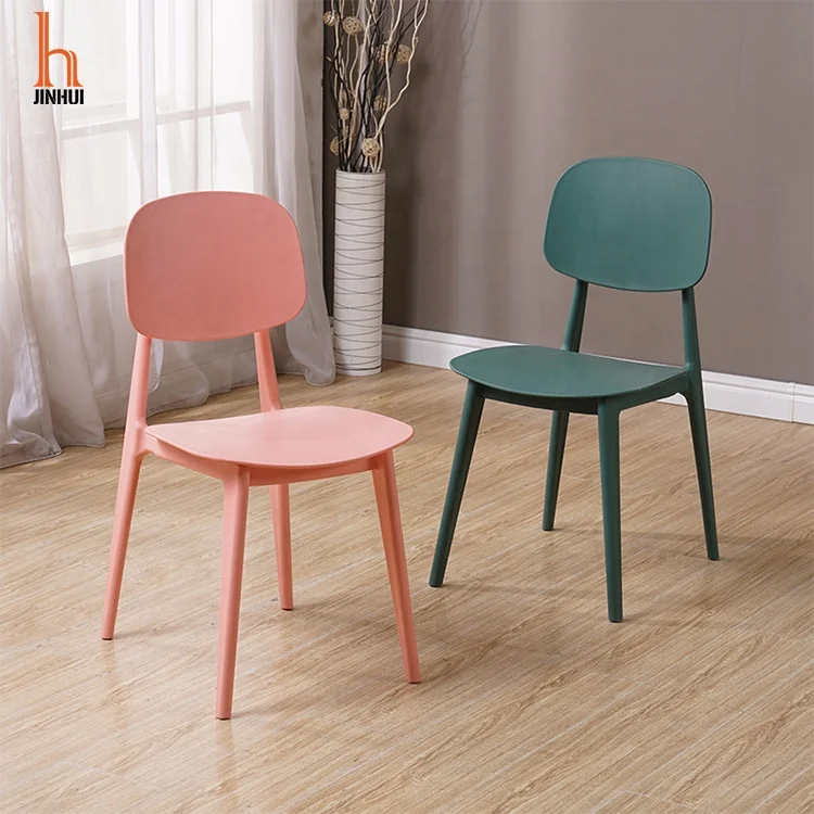 Nordic designer club cafe restaurant modern lounge furniture candy color pink dining table PP plastic chair
