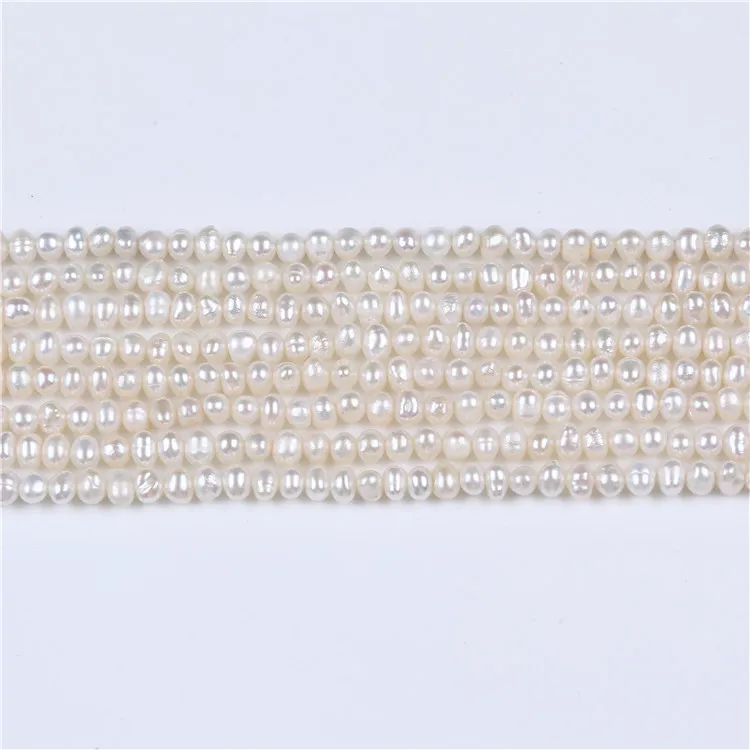 3-3.5mm freshwater real pearls natural potato shape pearl strands