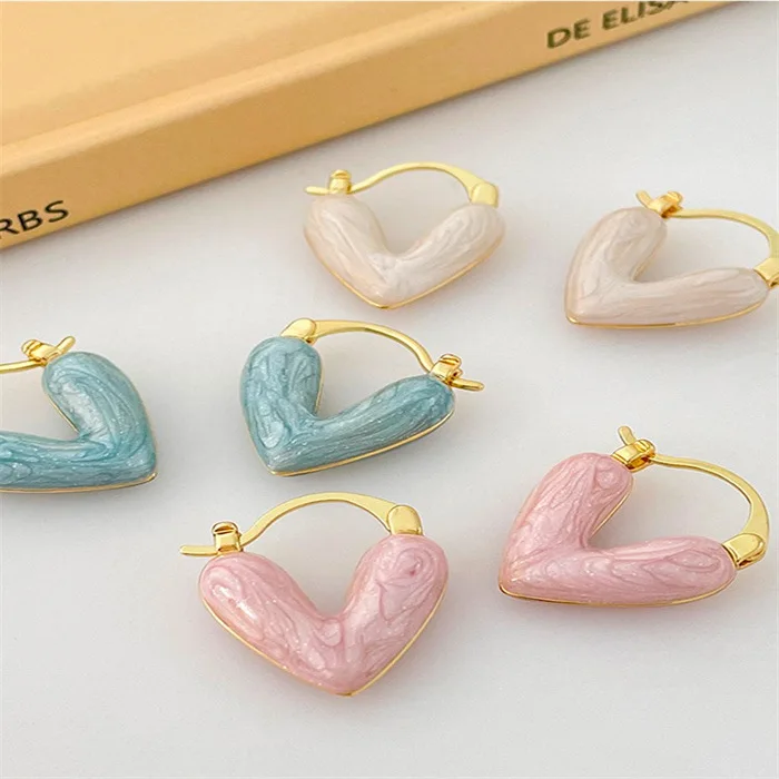 High Quality Designer Jewelry Fine Fashion Earrings Colored Love Heart Pendant Earrings