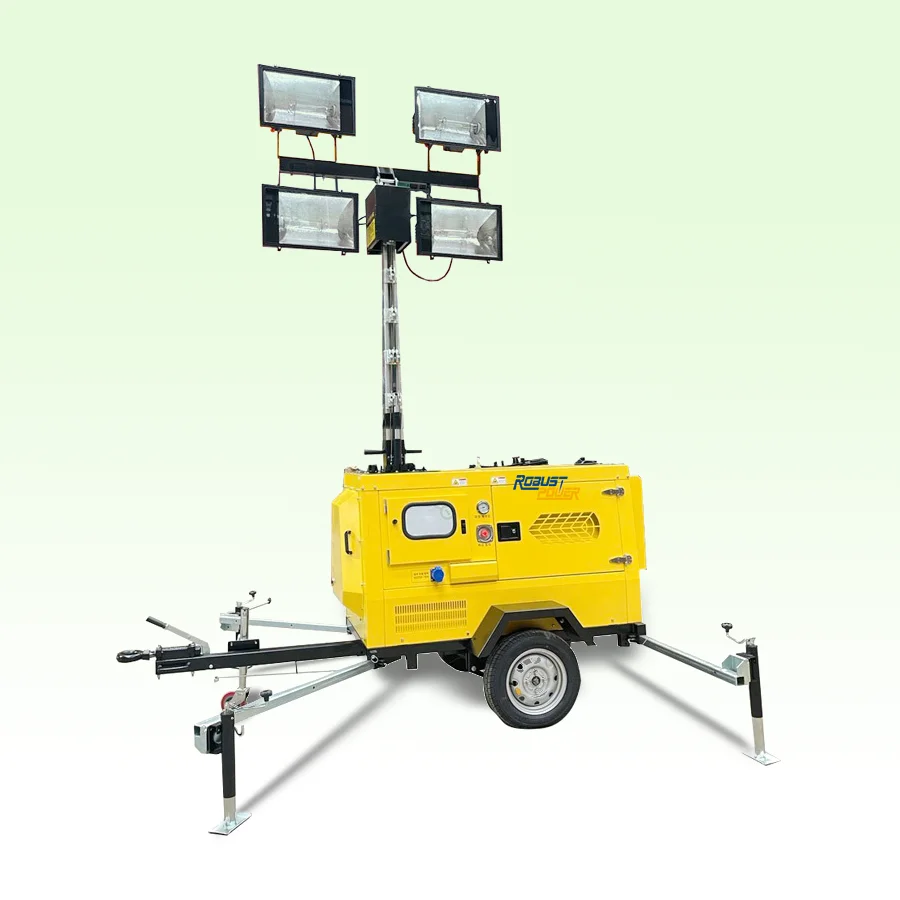 12kw Diesel Light Tower 4*500W Led Lighting Tower Hydraulic Mast Mobile Trailer Outdoor Light Tower Price