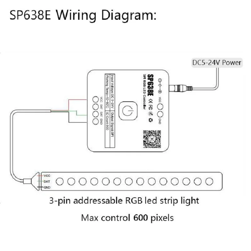 DC5-24V SP638E Blue tooth RF Music Addressable RGB Pixel LED Controller
