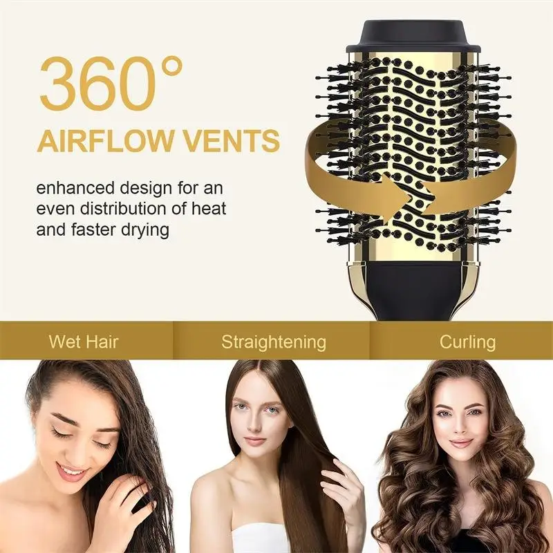 Multi-function hot air comb high power negative ion blowing comb explosive style 3 in 1 curly hair comb