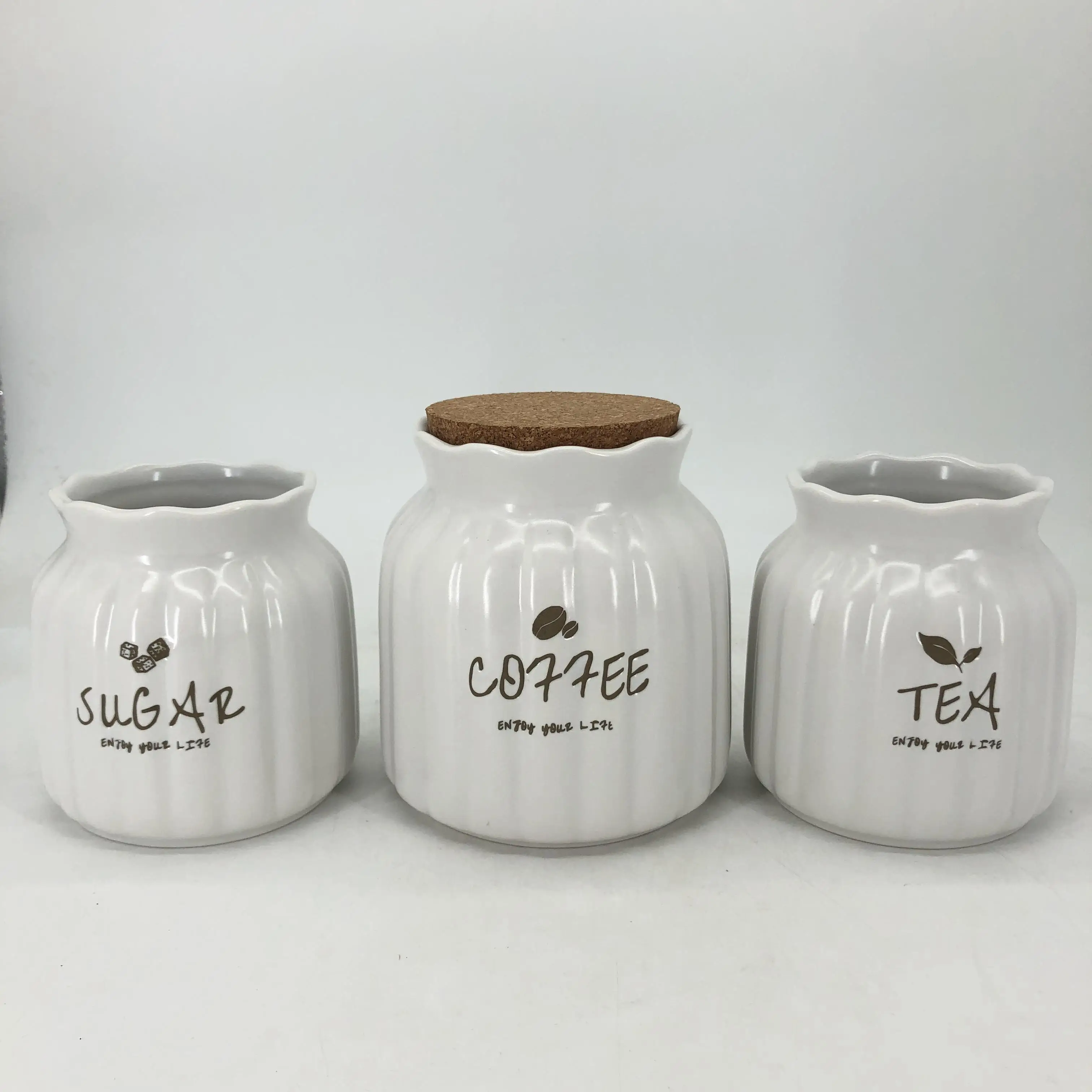 Custom Logo Ceramic Kitchen Cookie Candy Storage Container Porcelain Coffee Tea Sugar Food Storage Jar With Lid