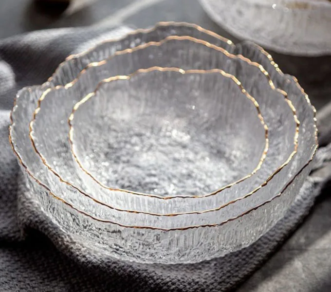 Multi-functional Irregular Fruit Vegetable Glass Dish Reusable Salad Bowl Tableware Set