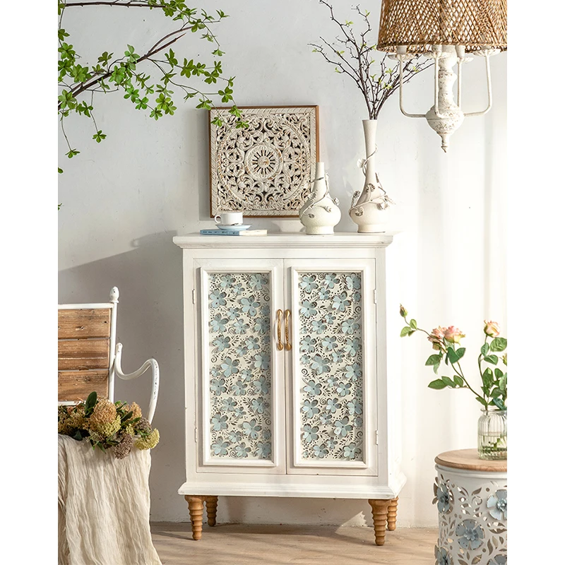 Essent Living Room Furniture Countryside Solid Wood Modern Vintage Furniture White Living Room Sideboard Accent Cabinet Nordic