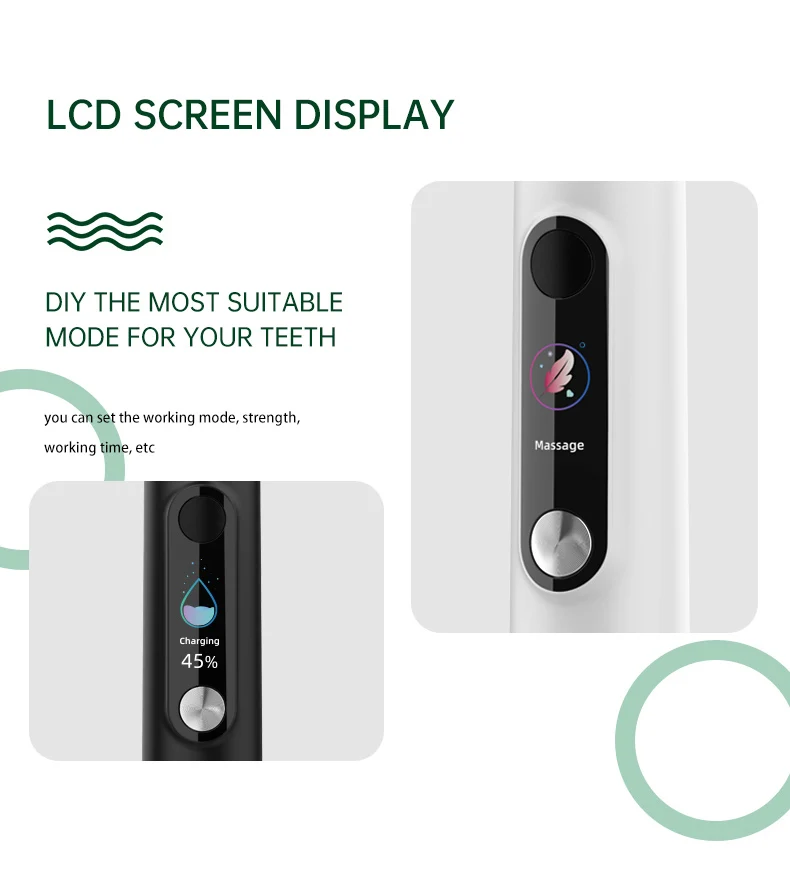 China Manufacturing Oem Luxury sonic Black Vibrating Multi-Function Touch Screen Detachable Travel Electric Toothbrush