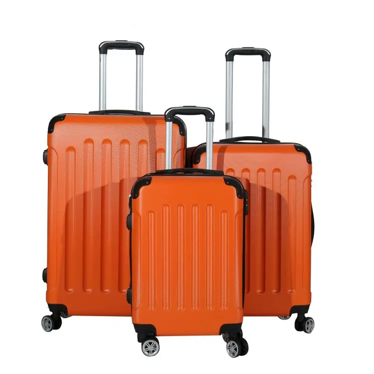 Hot selling colorful ABS PC travel luggage trolley suitcase fibre trolley bag