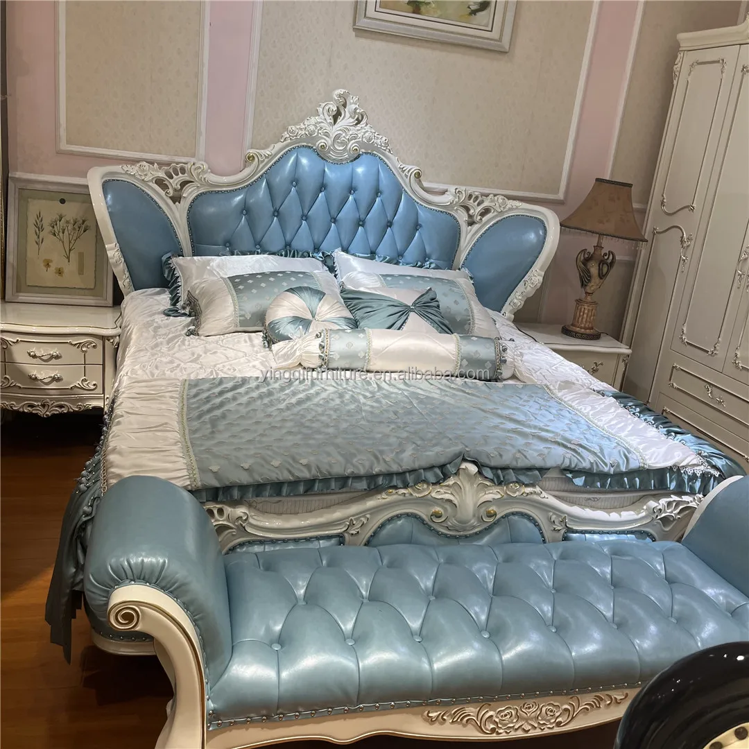 Luxury Master Solid Wood Leather Bed