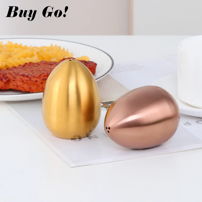 
Egg Shape Metal Salt Pepper Spice Jar Bottle Container Seasoning Tank Stainless Steel Spice Shaker 
