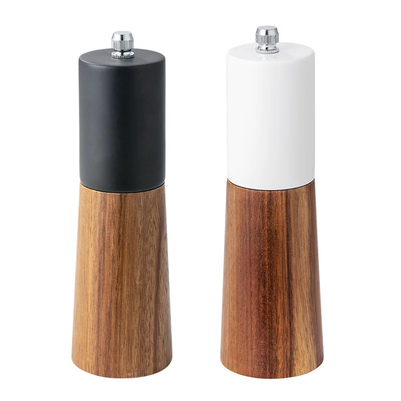 Manual Wood Pepper Mill Salt Grinder with Adjustable Coarseness Ceramic Rotor Refillable Spice Grinder Shakerrs for Sea Salt