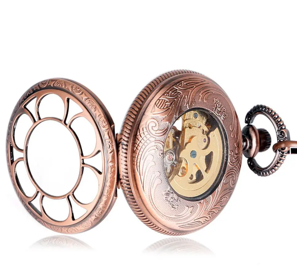 Classic Roman Sun Flower Pocket Watch Automatic Mechanical Pocket Watches