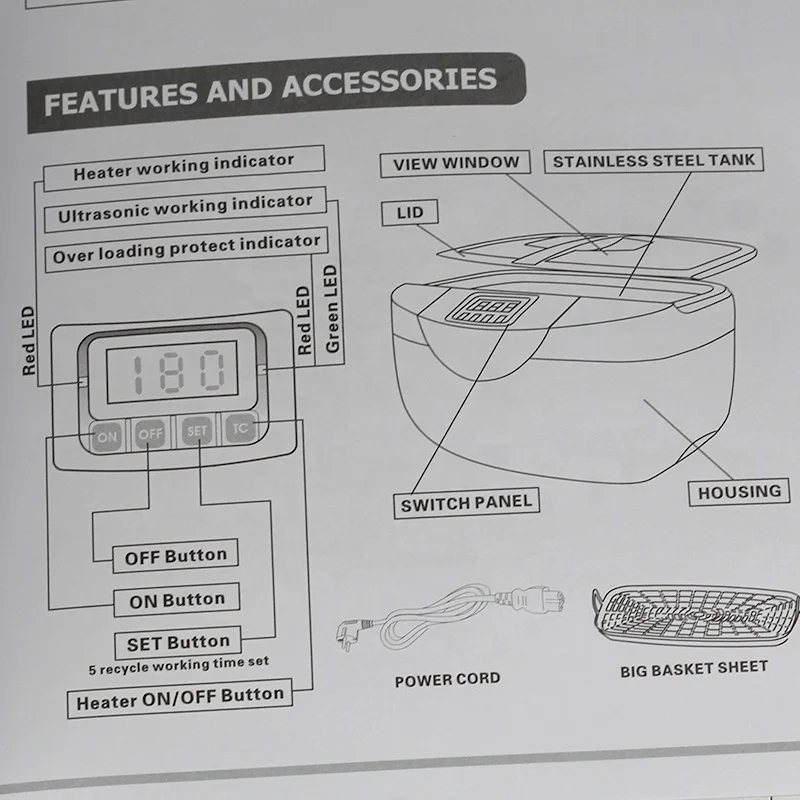 Hot Sale Stainless Steel Portable Home Use Digital Ultrasonic Cleaner