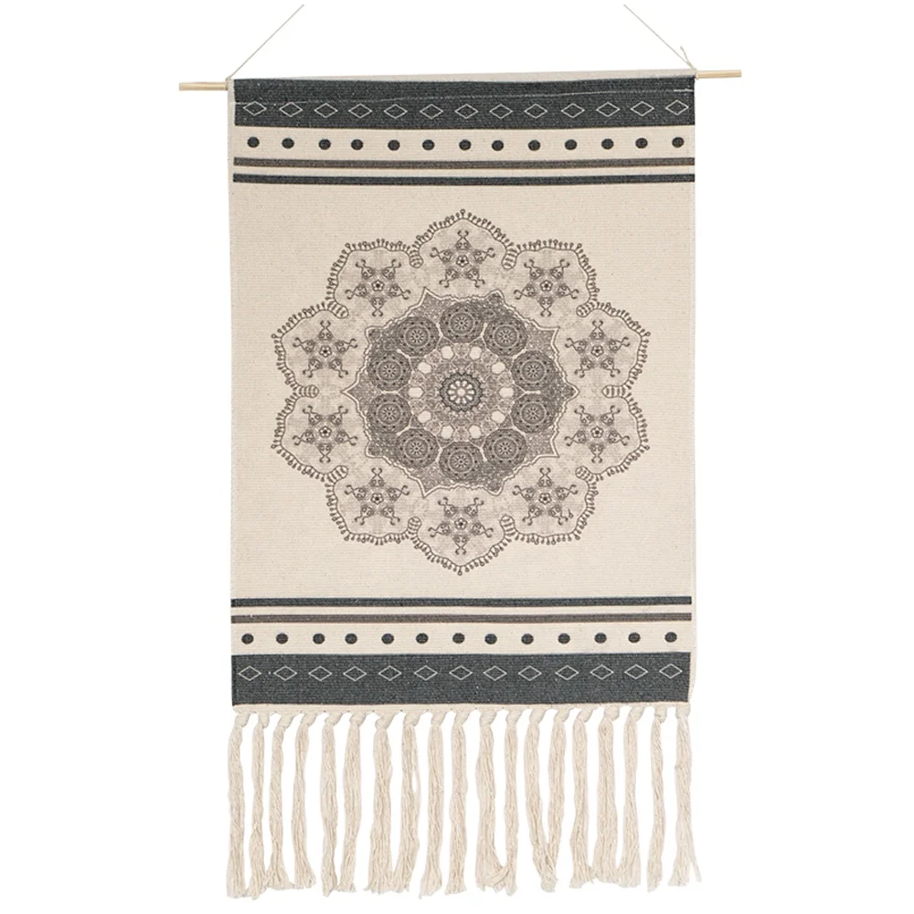 
Hand woven tapestry decorative tapestry printing cotton and linen decorative wall hanging 