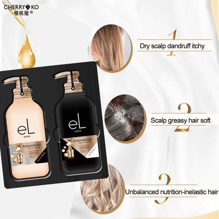 
Hot Selling Silk Peptide Amino Acid Anti dandruff Shampoo And Conditioner Hair Care Set 