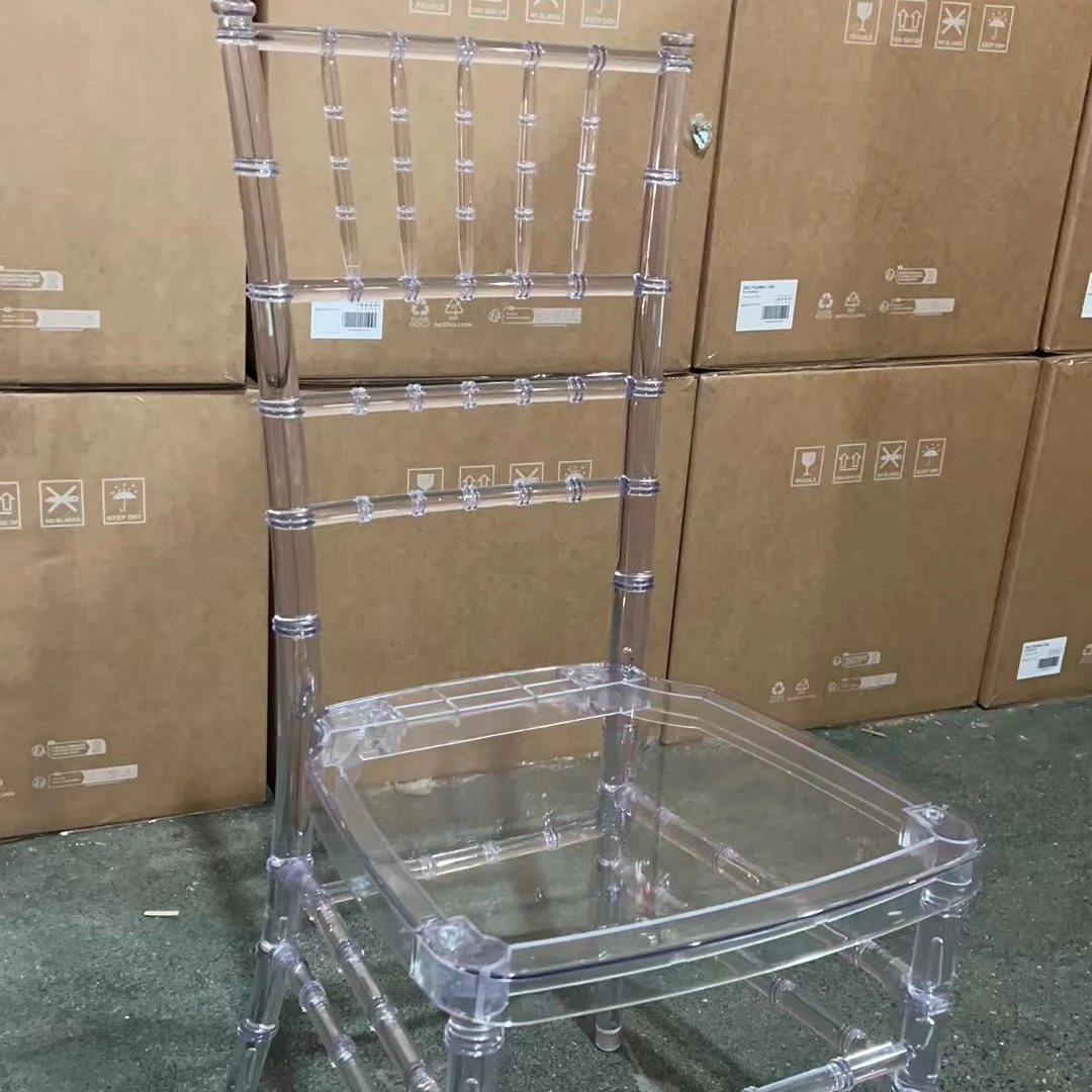 Knocked Down clear acrylic Chavari Chairs wedding banquet with cushions