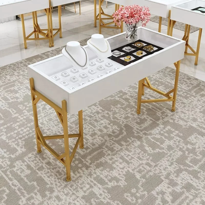 Made in China Good Quality Metal Stand Cabinet Lockable Frameless Glass Top Antique Jewellery Display Show Case