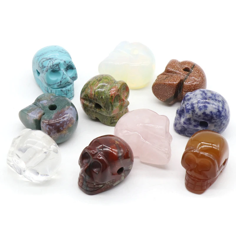 Hot Sale Natural Crystal Semi-precious Stone Carving Skulls Rose Quartz Human Skulls Folk Crafts Decoration