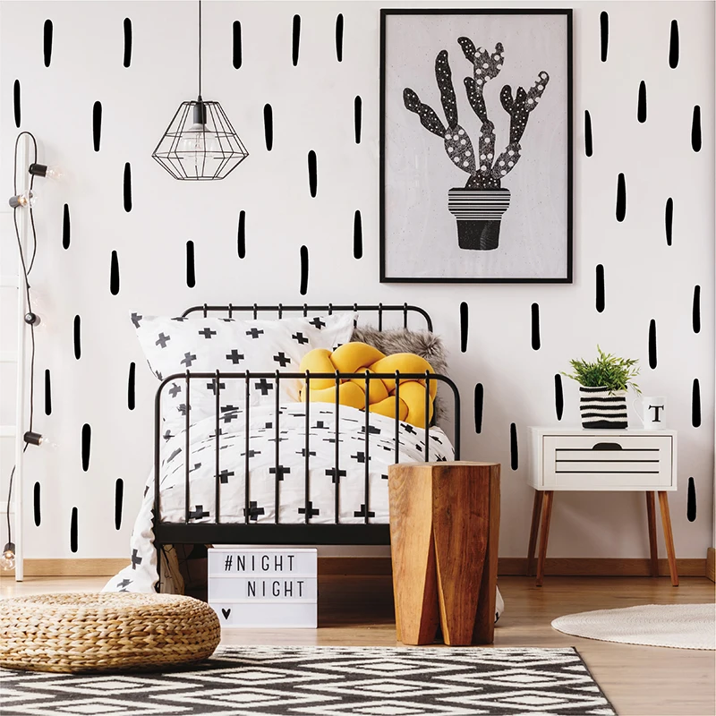 28PCS/Set Line Wall Stickers Vinyl Wall Stickers Decor for Bedroom Nursery Living Room Black Irregular Wall Stickers