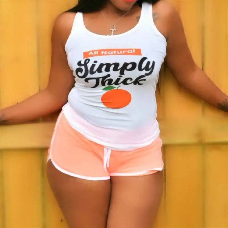 Amazon sells European and American women's wear, sexy pattern printed suspenders shorts set yoga pants set