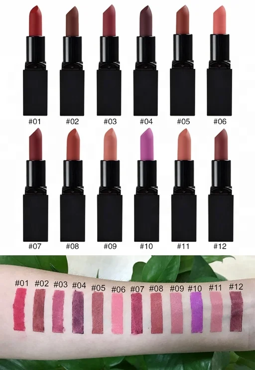 
Custom Brand Color Name Romantic Beauty Cosmetic Black Matte Lipstick New 