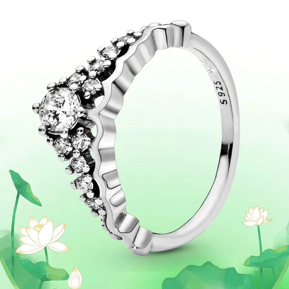 Elegant interlace line Crown pan dora signature Pave Setting ring 925 sterling silver material nickel free 5A Zircon shining