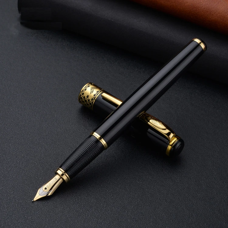 Anniversary black red luxury metal gold business gift roller custom signature oil pen promotional Chinese fountain pen
