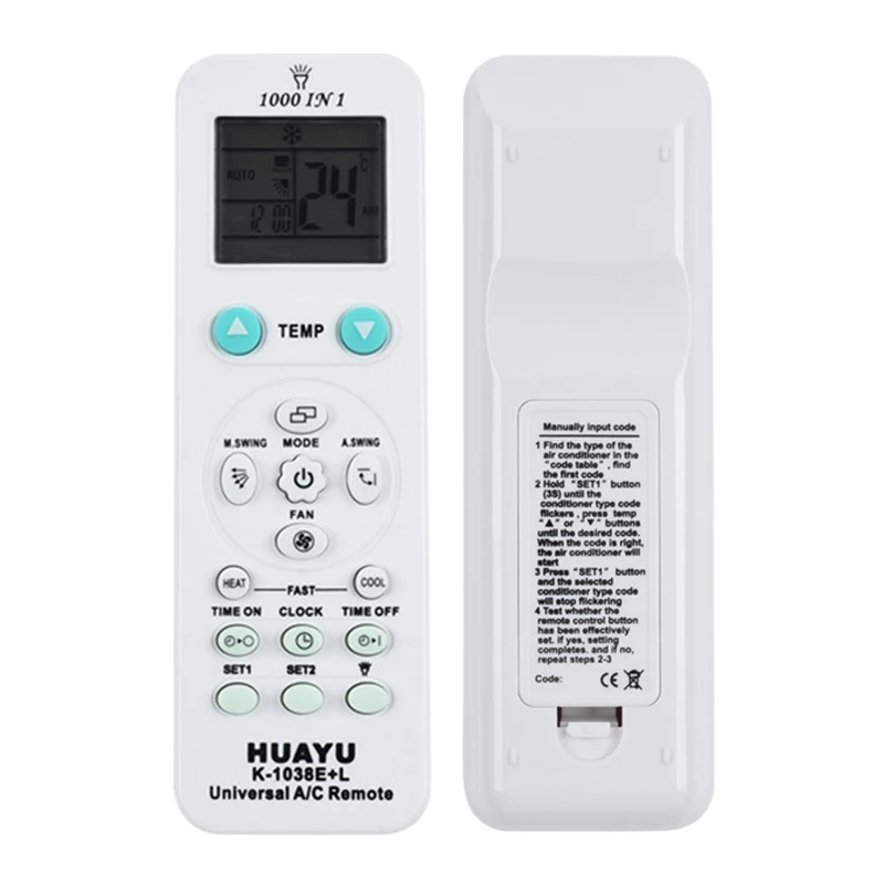HUAYU K-1038E+L Universal A/C Air Conditioner Remote Control 1000 in 1 Controller for LG Gree Midea Toshiba Daikin And More