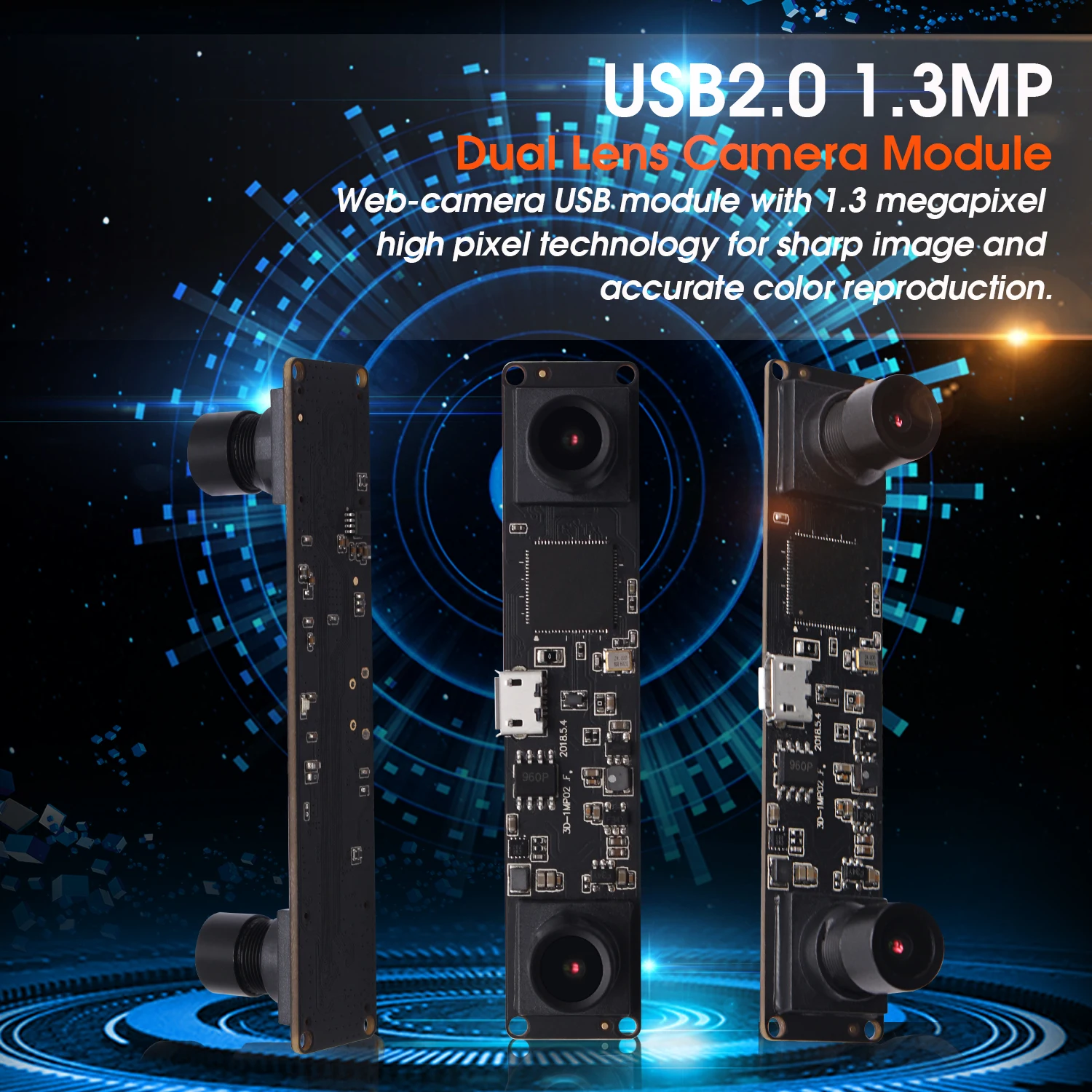 ELP 1.3MP 960P USB2.0 dual lens usb camera module Synchronization camera for 3D depth detection of human eye effect